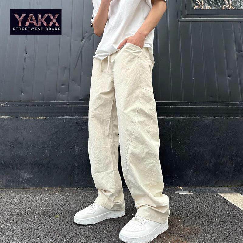 潮牌休闲弯刀裤子男士2025新款春秋季显瘦男裤阔腿直筒工装裤男款