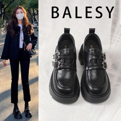 英国真皮厚底增高乐福鞋女2025新款秋季软底英伦风小皮鞋黑色单鞋