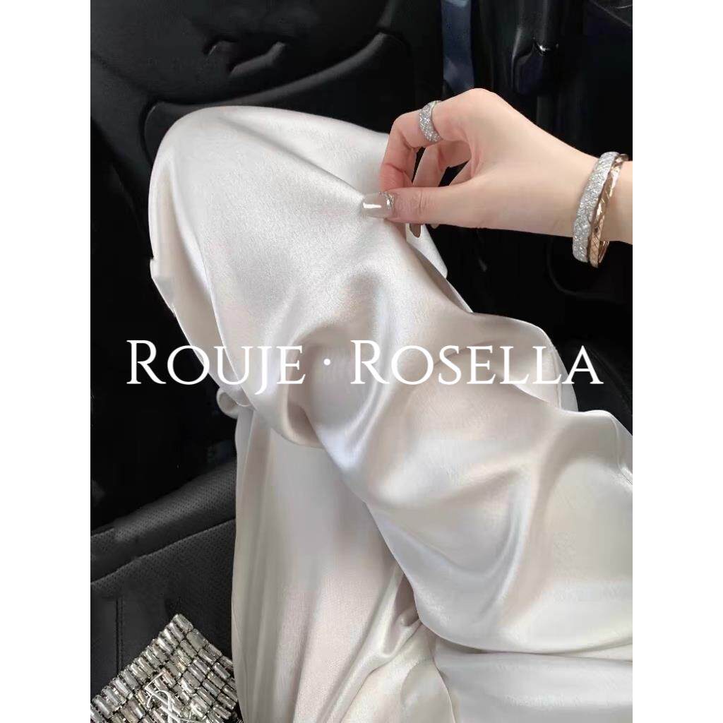 法国Rouje Rosella法式气质缎面长裤女春季新款高级感滑滑裤