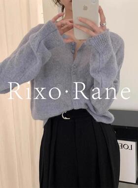 法国Rixo Rane 法式蓝色软糯马海毛针织开衫女高级感毛衣外套上衣