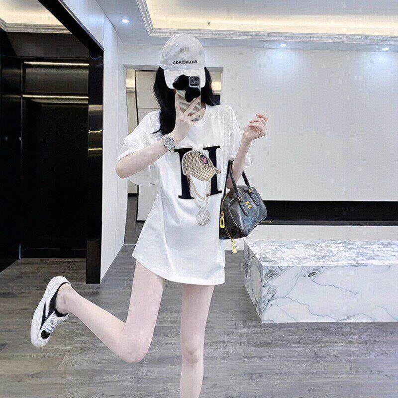 法国Rouje Dsyle中长款遮屁股白色短袖t恤女宽松erti减龄别致上衣