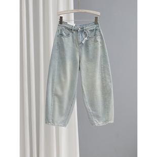 显瘦百搭哈伦萝卜裤 女浅色怀旧老爹裤 tusse夏宽松8分牛仔裤 Rouje