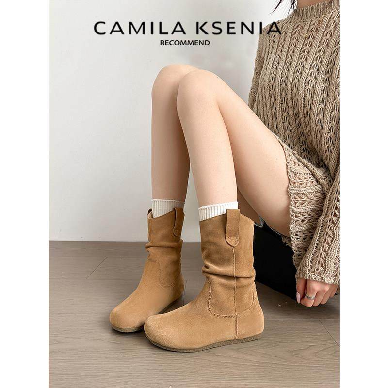 CAMILA KSENIA官方店2025新款女短靴秋季美拉德勃肯西部牛仔靴,女鞋,西部靴,淘宝优惠券,粉丝福利购,淘宝优惠卷