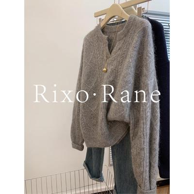 法国Rixo Rane减龄BI备⭐法式v领麻花套头毛衣宽松慵懒风针织衫女