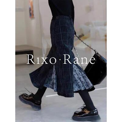 法国Rixo Rane高颜出行⭐覆古格纹半身裙女秋气质高腰鱼尾A字长裙