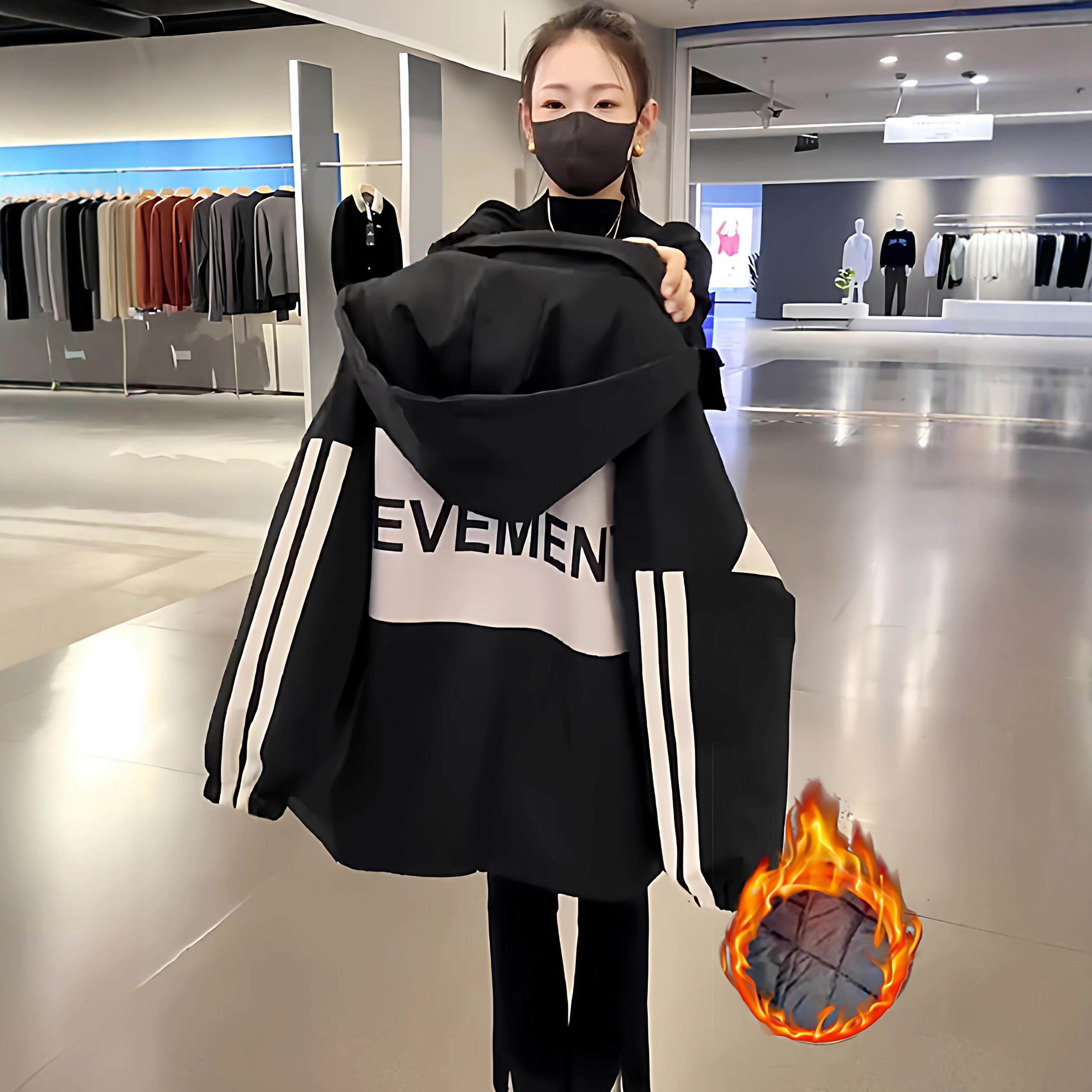 日系冲锋衣女款2025新款秋冬洋派夹棉加厚保暖工装派克服连帽外套