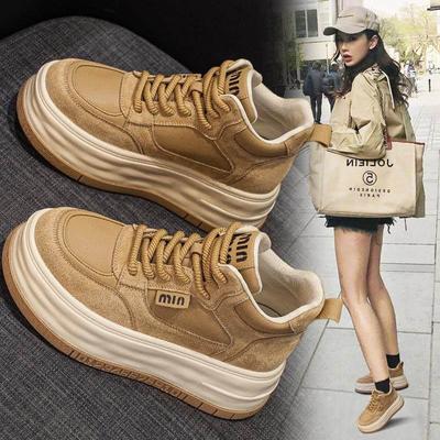 显气质~【LW-Changer~】厚底高帮鞋加绒二棉真皮松糕运动休闲板鞋