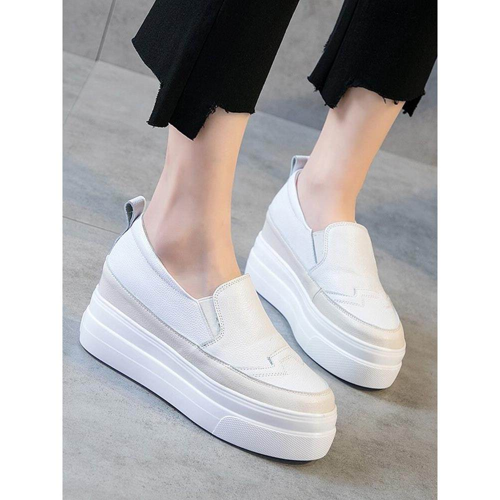 香港真皮内增高女鞋2025秋冬显瘦厚底松糕休闲小白鞋一脚蹬乐福鞋,女鞋,深口单鞋,淘宝优惠券,粉丝福利购,淘宝优惠卷