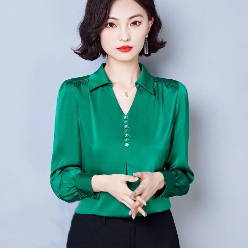 贵夫人桑蚕丝绸上衣女士秋装真丝衬衫妈妈高贵洋气显瘦遮肚子小衫