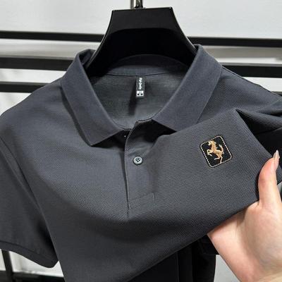 高档刺绣100%纯棉Polo衫男士短袖夏季新时尚休闲翻领t恤半袖上衣