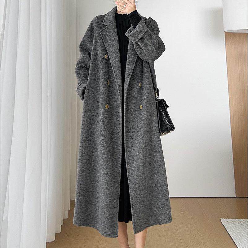 高端秋冬加码女士羊绒外套为肥胖毫米宽松长过膝驼绒外套100kg