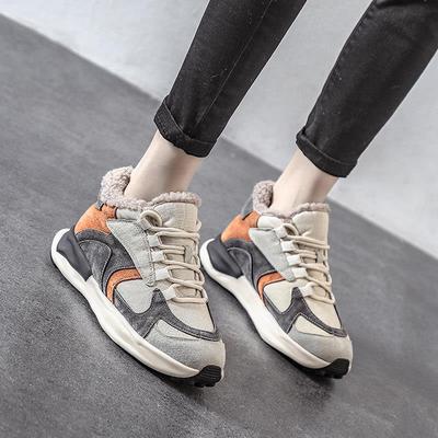 韩国厚底华夫阿甘鞋女2025秋冬新款加绒保暖棉鞋爆款高帮老爹鞋子