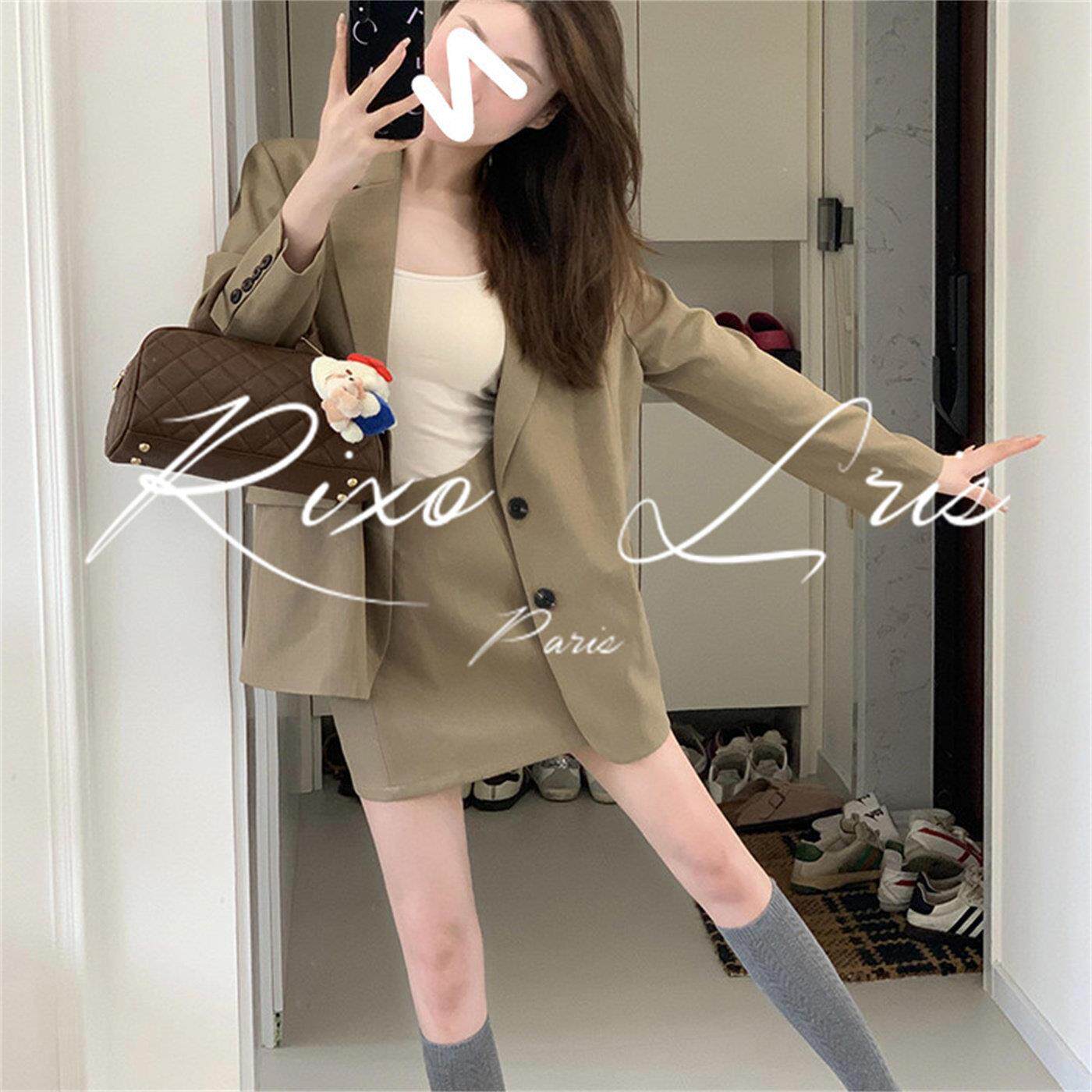 RIXO LRIS法式气质西装外套女套装春秋季小个子设计感短裙两件套