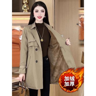 风衣女2025春秋冬新款时髦洋气显瘦中长款小个子百搭厚外套加绒
