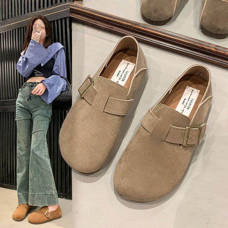 英国真皮全包勃肯鞋女款秋冬2025新款一脚蹬复古懒人鞋平底豆豆鞋,女鞋,勃肯鞋/软木鞋,淘宝优惠券,粉丝福利购,淘宝优惠卷