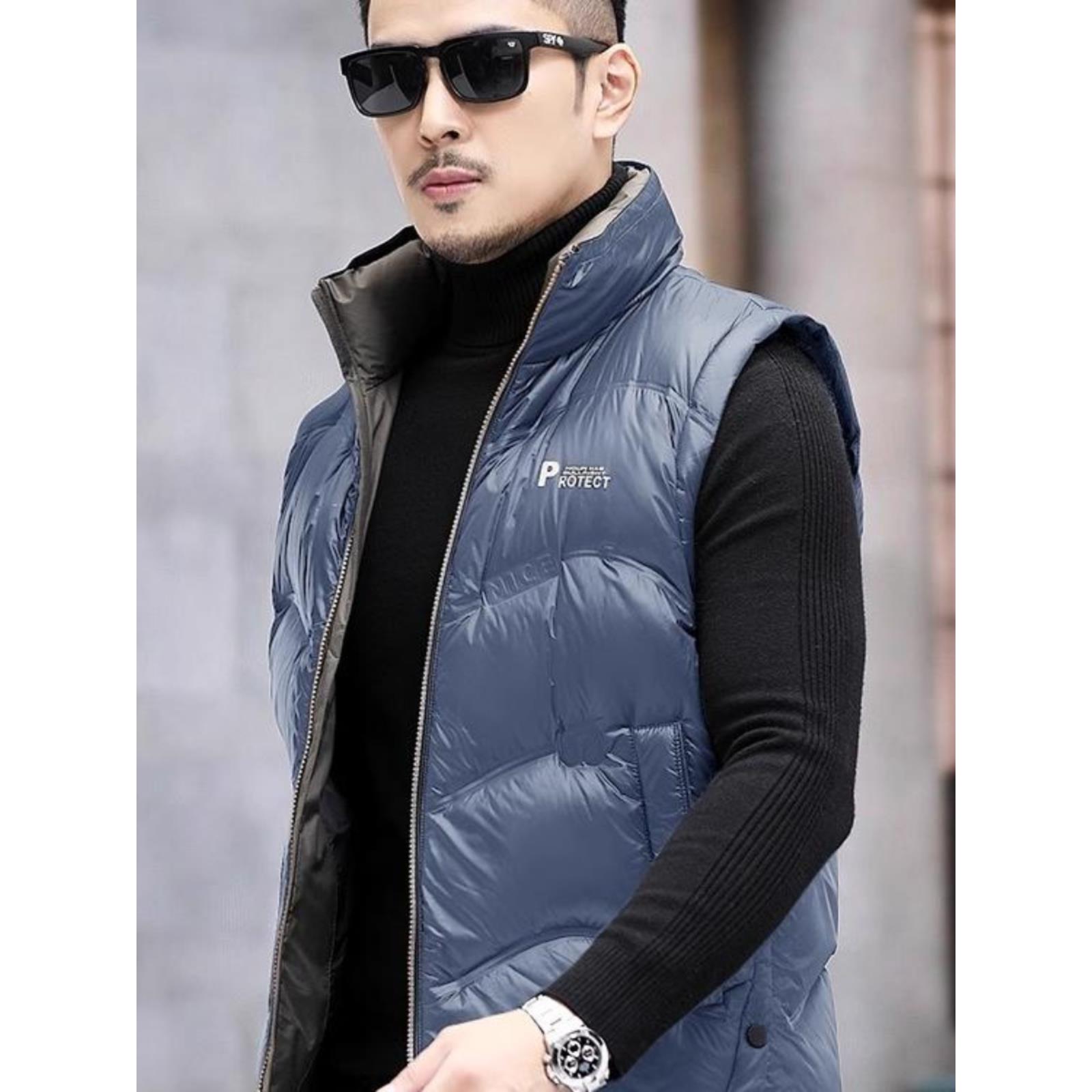 羽绒马甲男2025秋冬季新款休闲背心马夹无袖羽绒服保暖坎肩外套潮