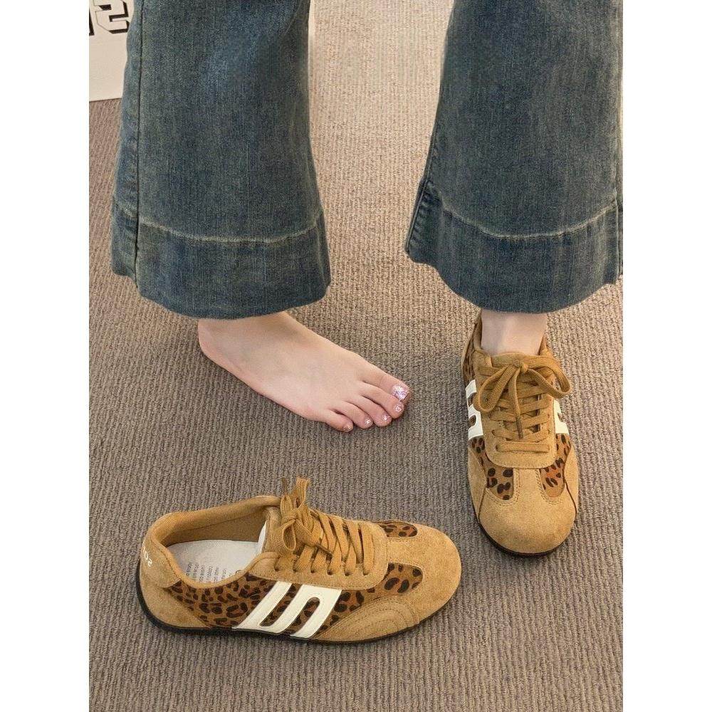 英国真皮经典豹纹德训鞋女款秋季2025新款平底休闲运动鞋阿甘板鞋,女鞋,德训鞋,淘宝优惠券,粉丝福利购,淘宝优惠卷