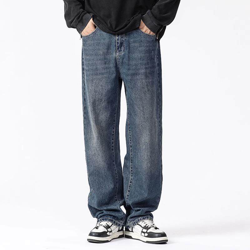 it Afternnaths潮牌直筒牛仔裤男秋季宽松大码休闲美式高街阔腿裤