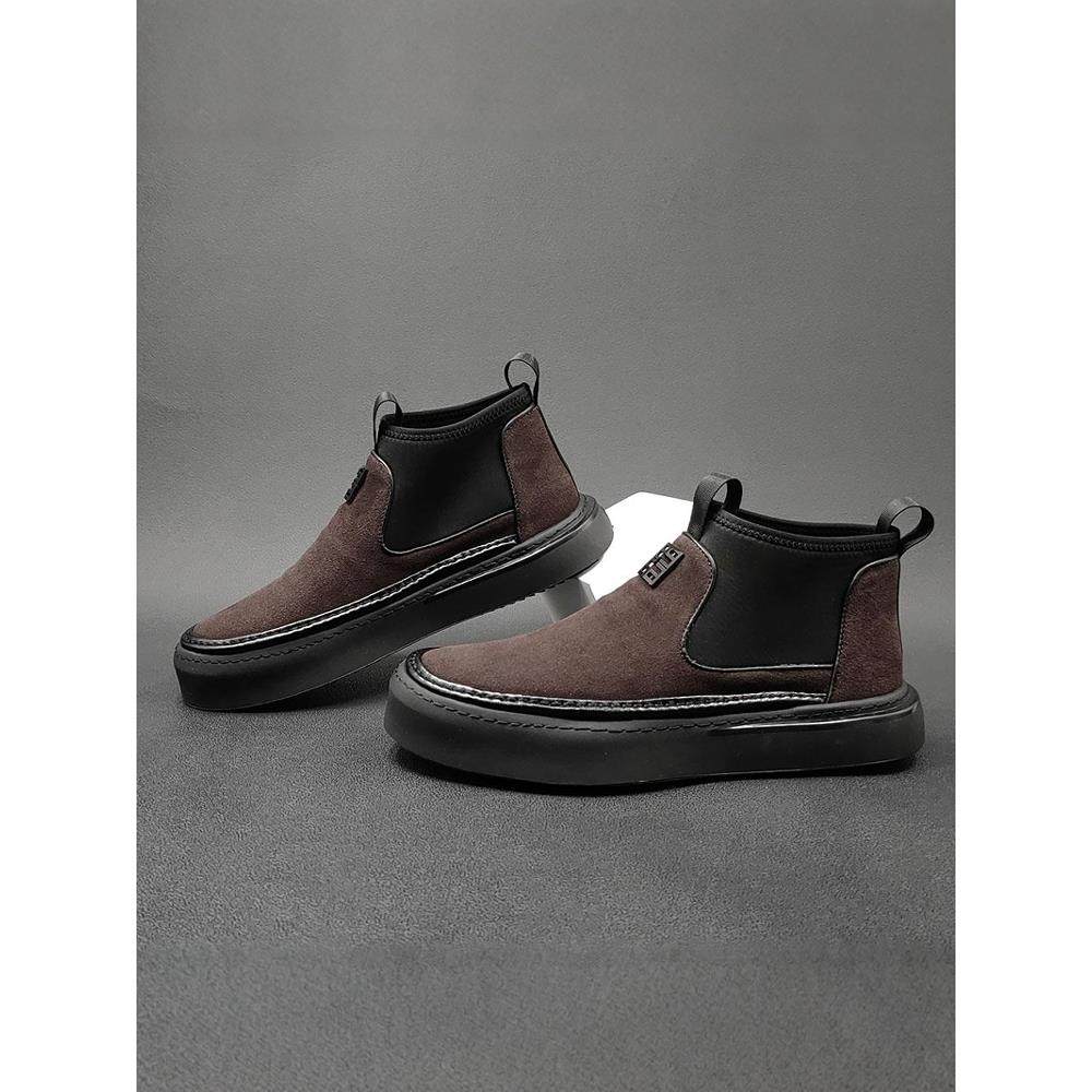 欧洲站男鞋切尔西靴男2025冬新款鞋子男高级感痞帅加绒磨砂马丁靴