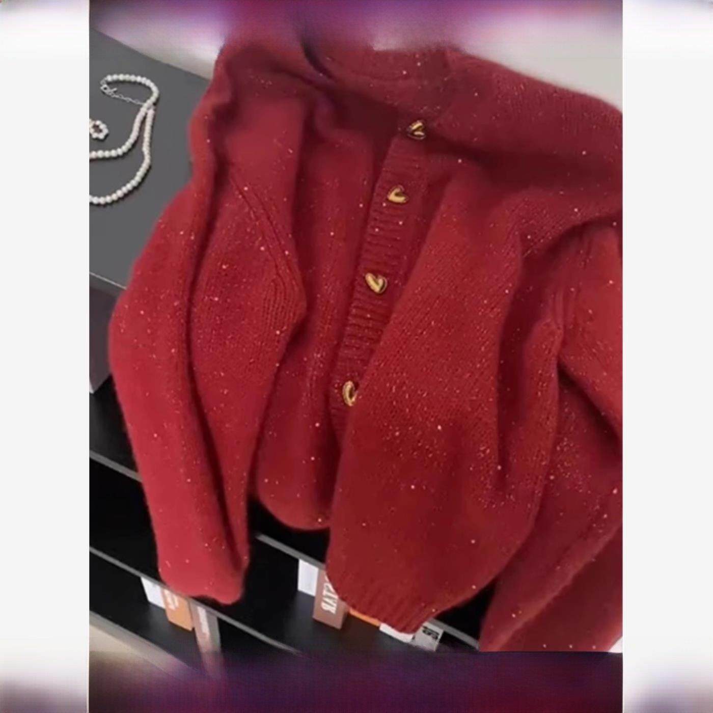 新年红色亮片羊毛针织开衫女士秋冬生肖年秋冬覆古羊绒衫上衣,女装/女士精品,毛针织衫,淘宝优惠券,粉丝福利购,淘宝优惠卷