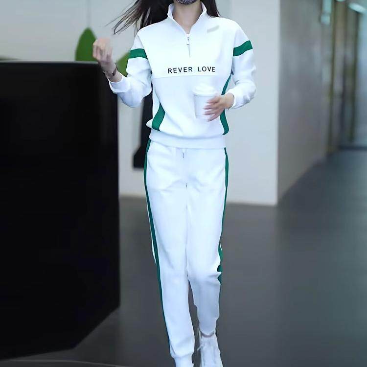 休闲运动服跑步套装女春秋冬季2026年新款时尚修身显瘦卫衣两件套
