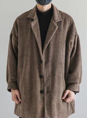 【日系覆古】Ander Jurnal毛呢大衣男宽松咖色中长款耳套潮牌宽松