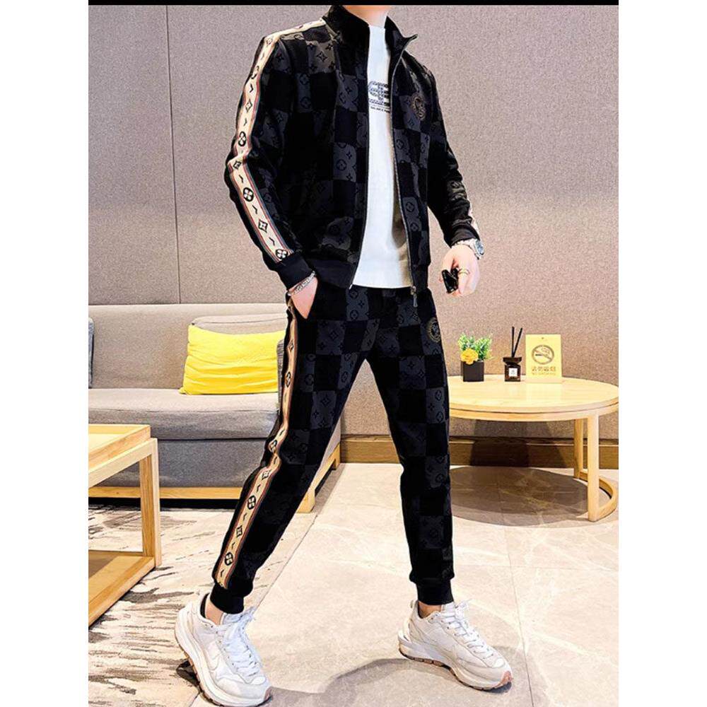 潮牌运动休闲套装男士2025春秋新款时尚潮流开衫长袖卫衣两件套男