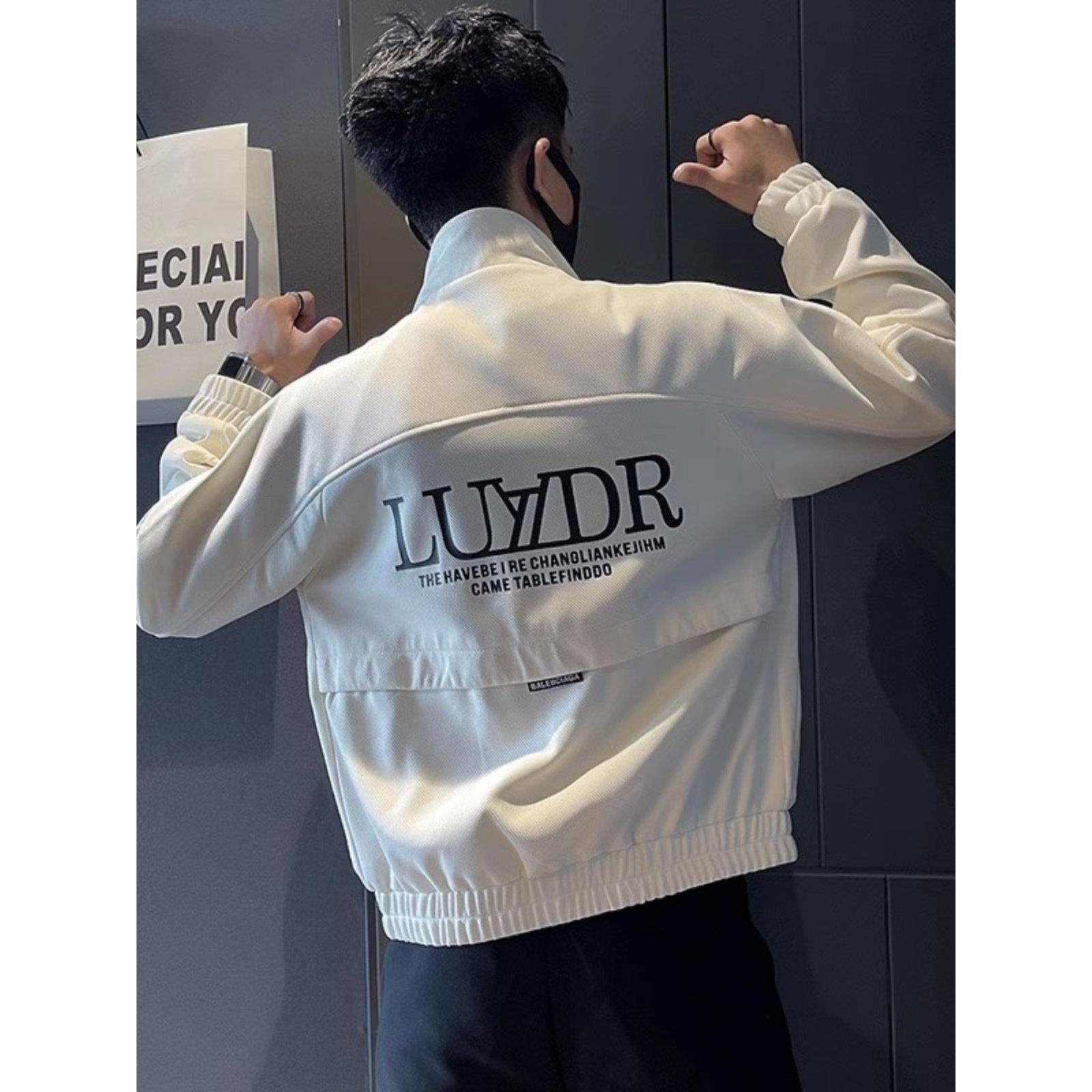 立领工装夹克男潮牌春秋季痞帅男装外套潮流新款高级感休闲上衣服