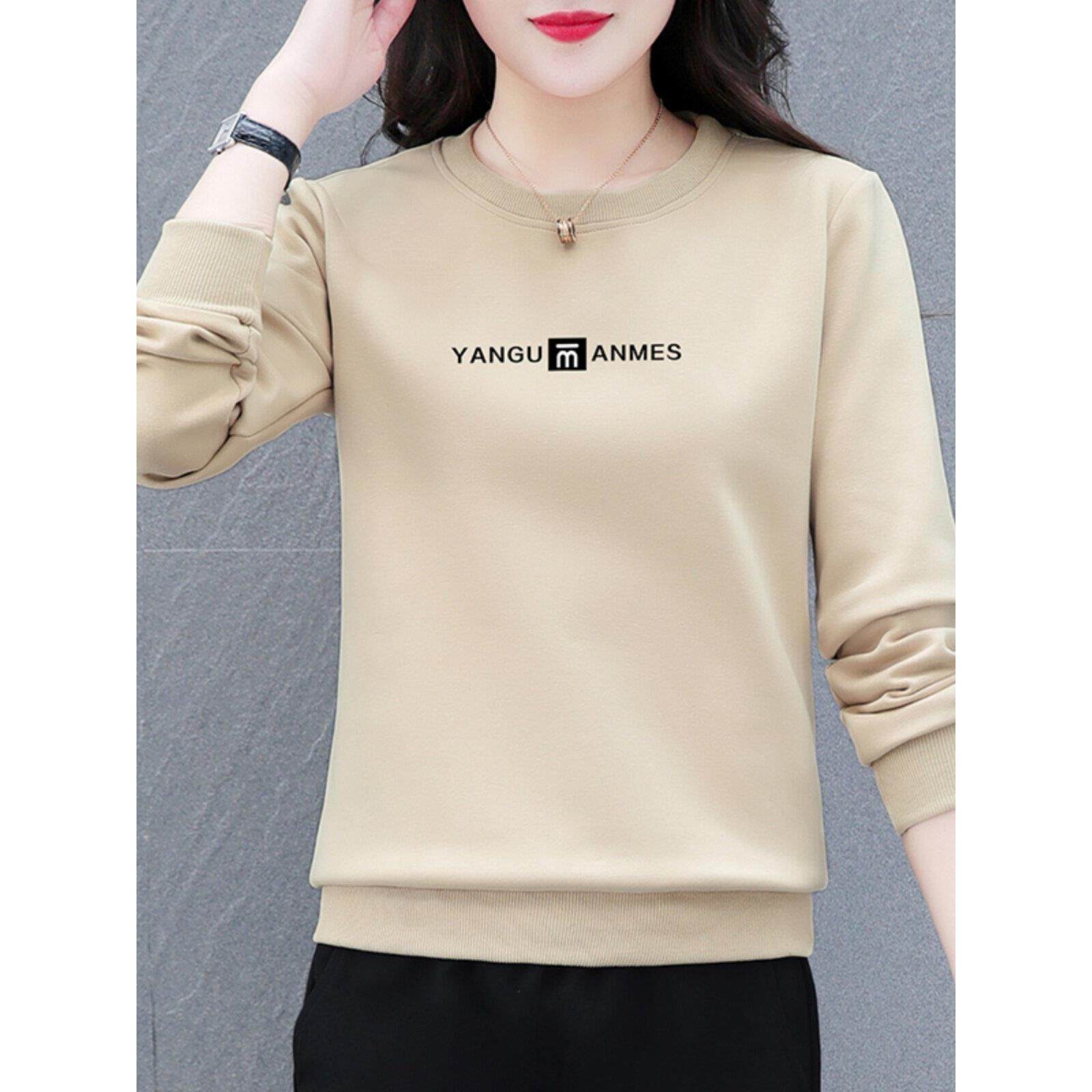 韩国纯棉卫衣女2025新款春秋季宽松薄款中年短款休闲长袖上衣秋装