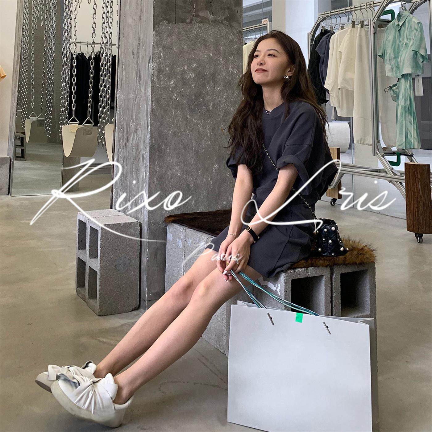 RIXO LRIS法式中长款短袖T恤裙女夏季新款高级感小个子显瘦连衣裙