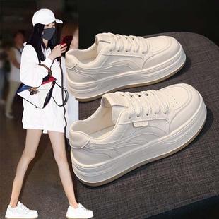 英国真皮厚底小白鞋女款秋季2025新款爆款百搭软底运动休闲鞋板鞋