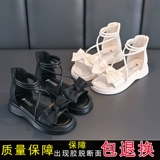 Летние высокие сандалии для принцессы с бантиком, подходит для подростков, в западном стиле, мягкая подошва