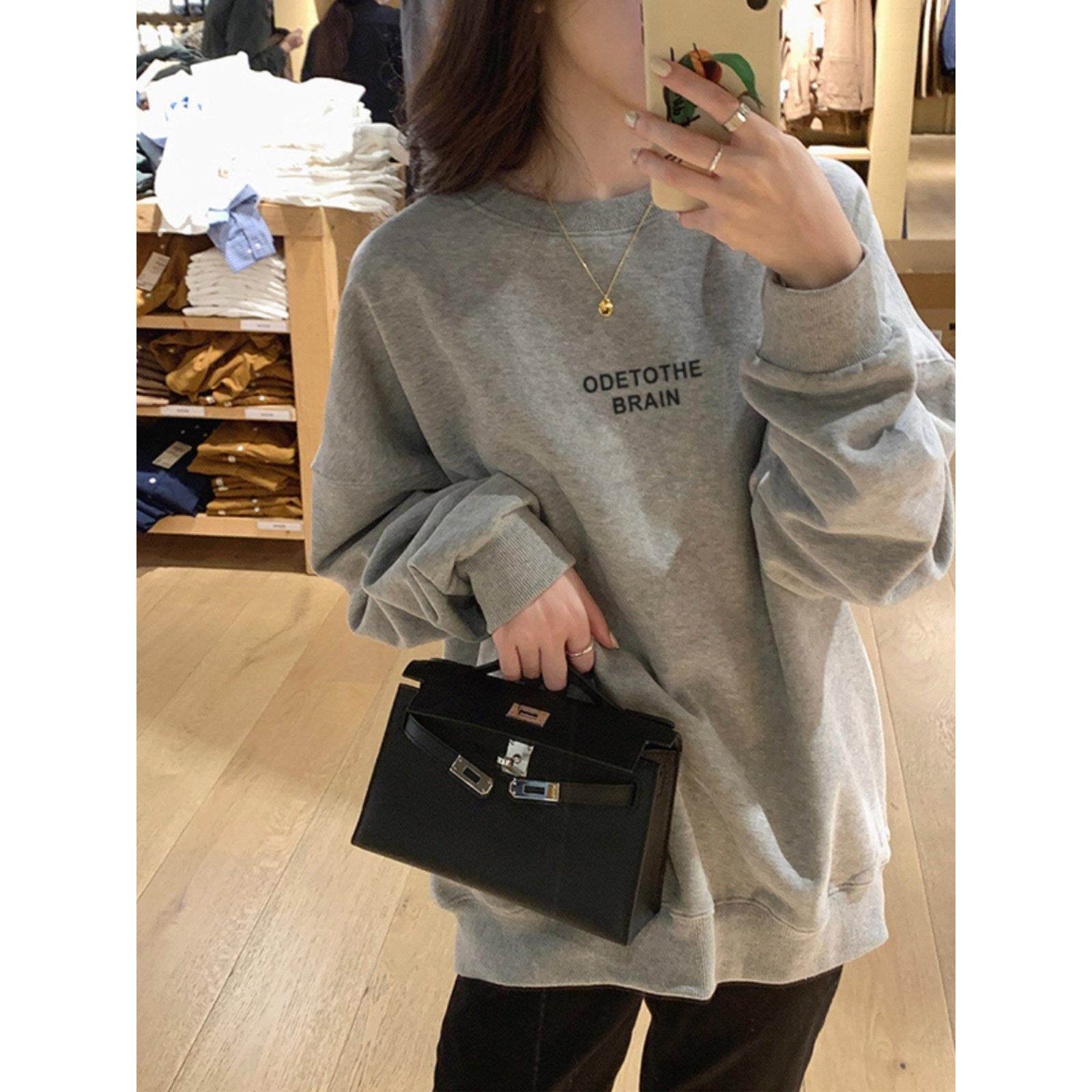 韩国2025新款卫衣女纯棉韩版宽松休闲圆领上衣百搭加绒加厚秋冬装