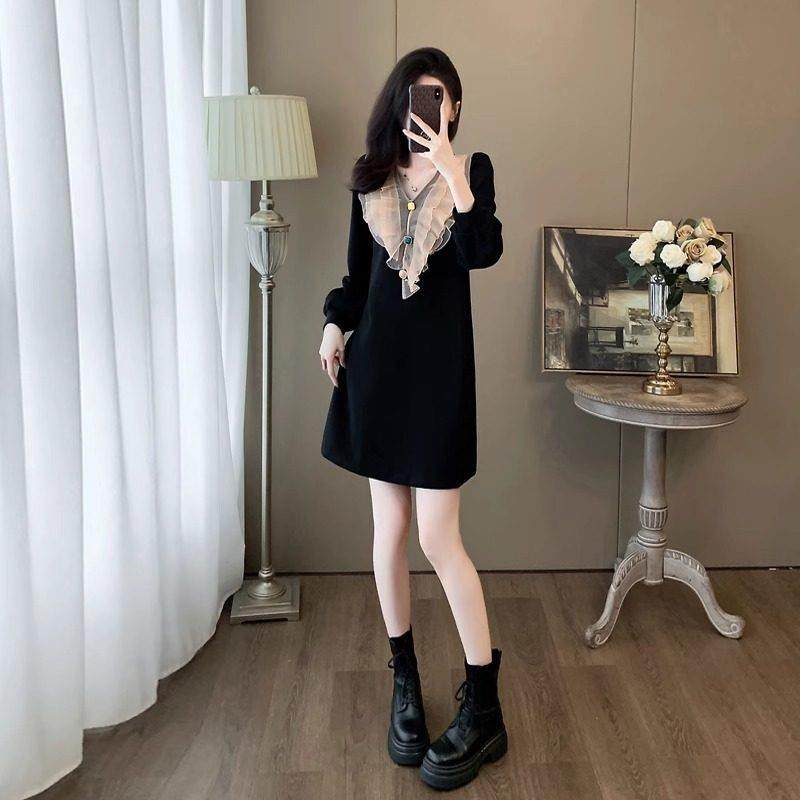 欧洲站高级感连衣裙女长袖春秋冬季设计感小众时尚洋气卫衣裙子潮