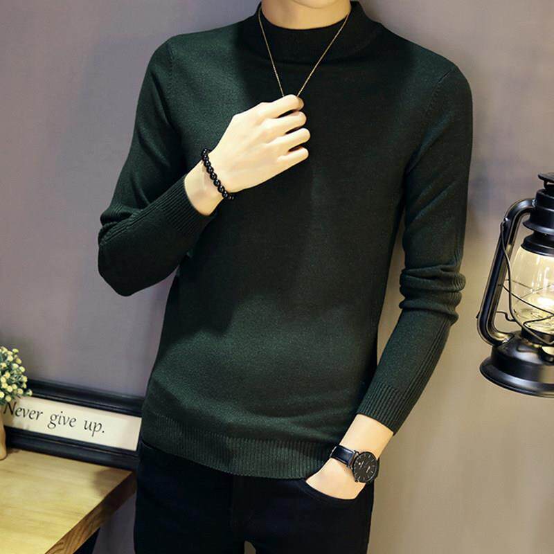 半高领毛衣男秋冬丝绒加厚修身内针织底衫男韩式毛线衫