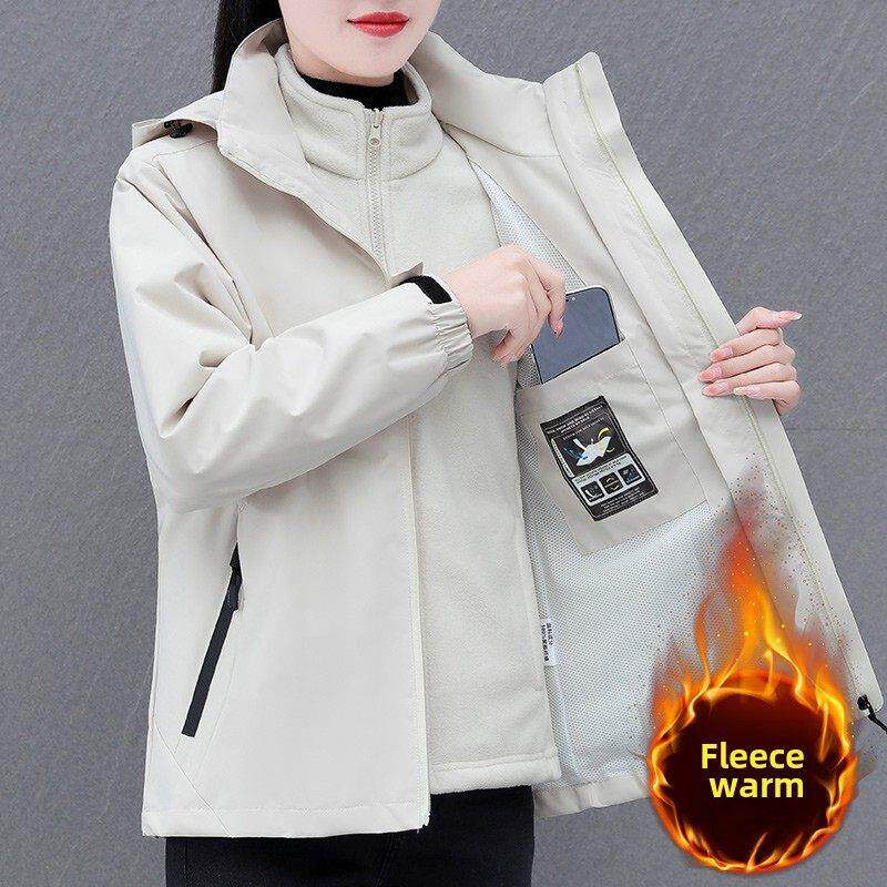 秋冬季冲锋衣外套女士2025新款三合一中年可拆卸加绒抓绒内胆户外