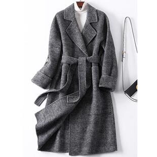 艾丽恩裳高端羊绒大衣女25冬新款赫本风中长款加厚覆古羊毛呢外套