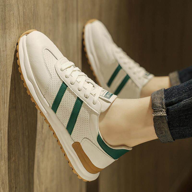 香港阿甘男鞋夏季2025新款百搭小白鞋男透气皮面运动跑步休闲板鞋