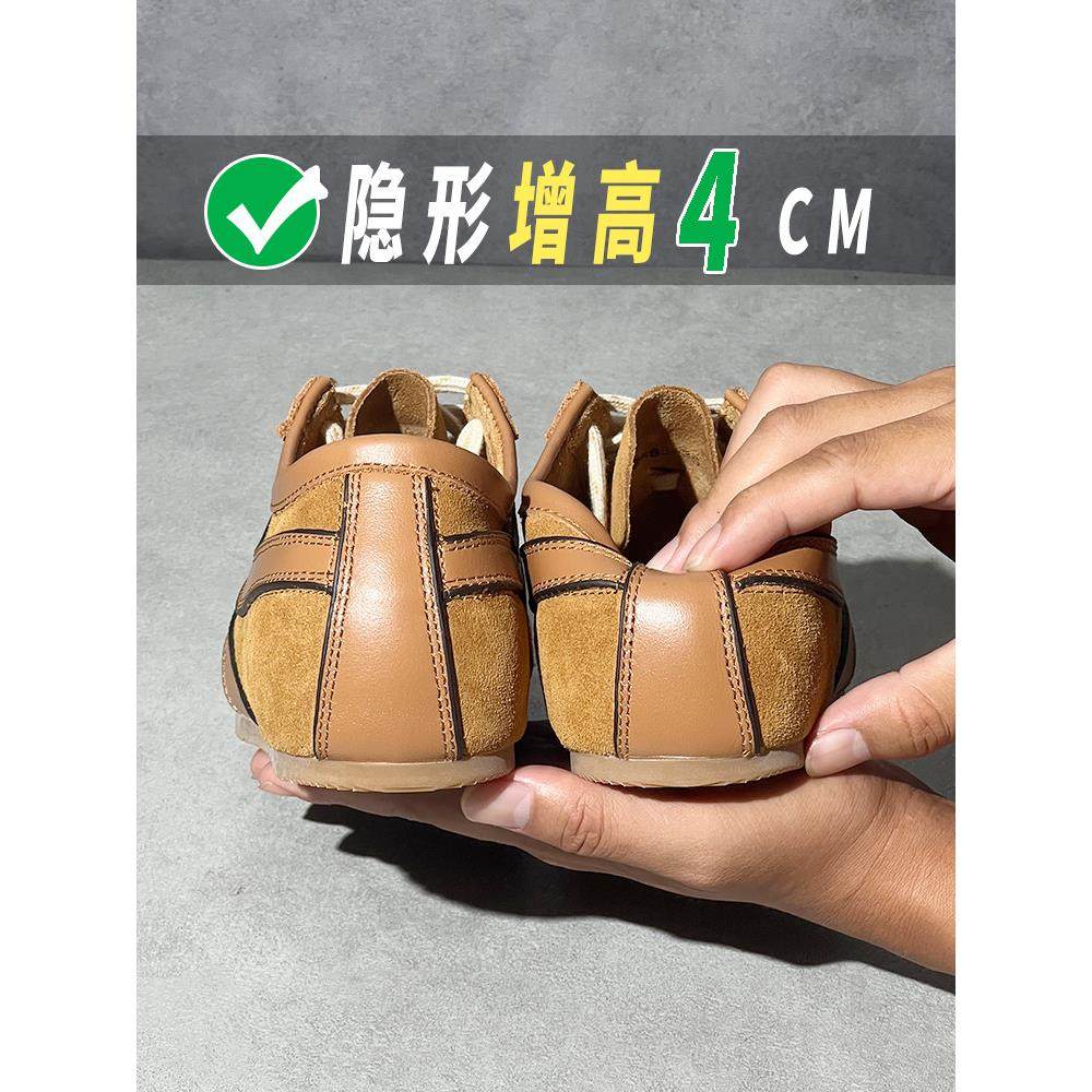 爆炸性软牛皮，内高增高女性道德训练鞋2025新春棕色Dvn美拉德增