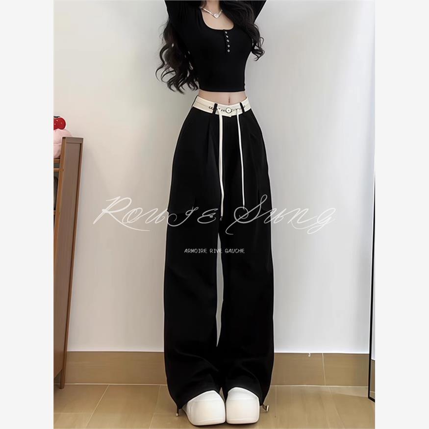 ROUJESUNG黑色工装裤女