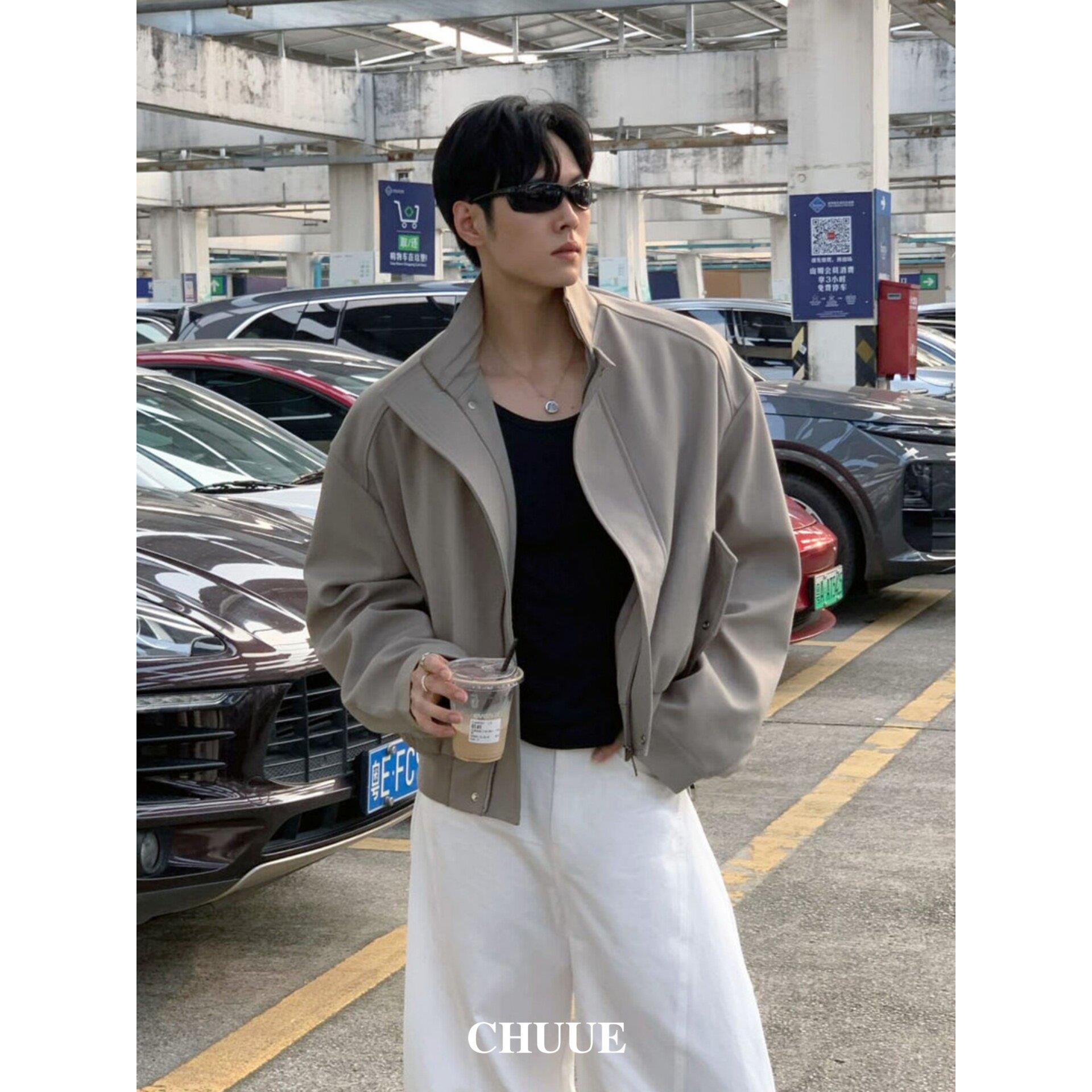 CHUUE/立领纯色短款飞行员夹克男2026春季百搭宽松高级感外套潮