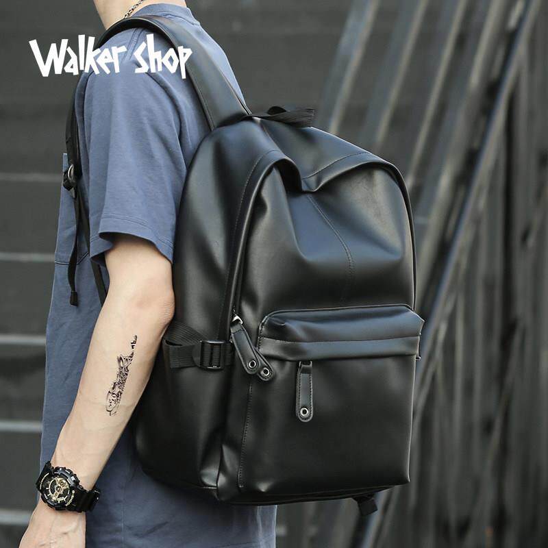 Walker Shop男士双肩包大容量时尚潮流皮质休闲轻便旅行包电脑包