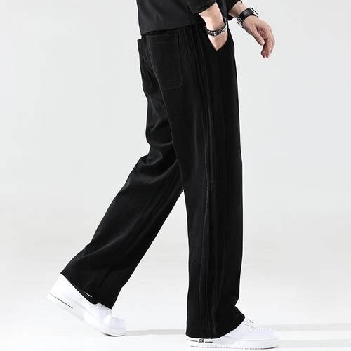 it neith BIAS雪尼尔休闲裤男潮牌宽松阔腿裤子直筒垂感百搭长裤