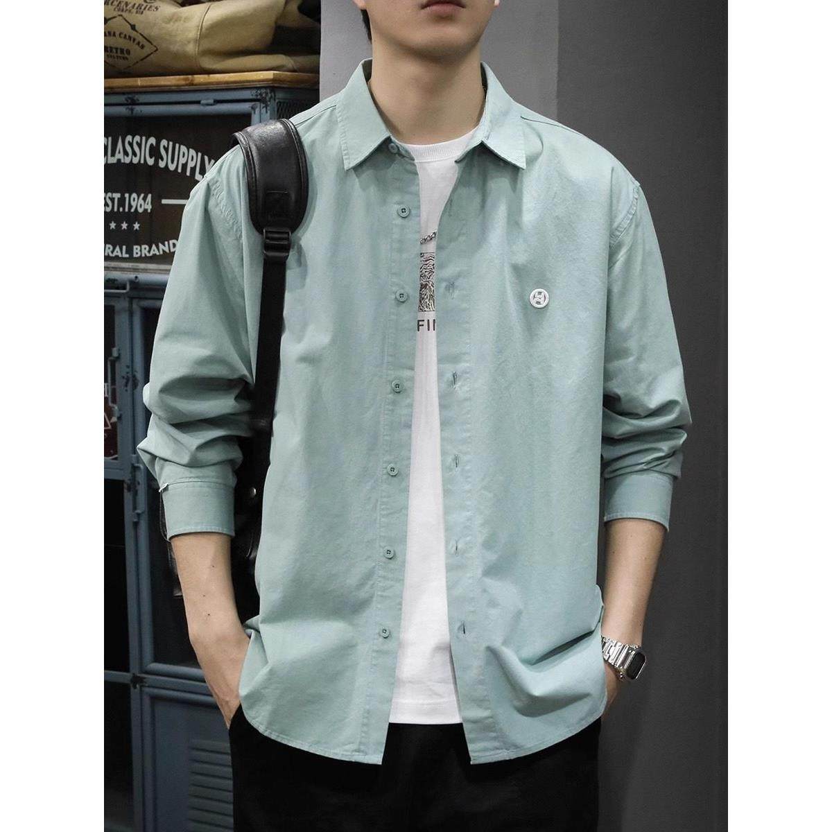 it Afternnaths潮牌重磅长袖衬衫男春季宽松纯棉刺绣覆古衬衣外套,男装,时尚防晒服,淘宝优惠券,粉丝福利购,淘宝优惠卷