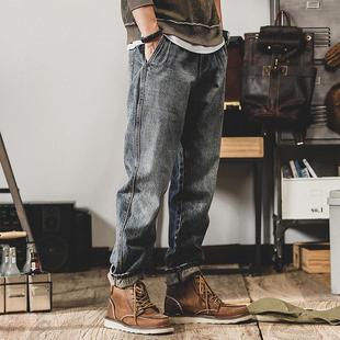 潮流百搭裤 男秋冬ins宽松直筒韩版 BIAS潮牌做旧牛仔裤 子 neith