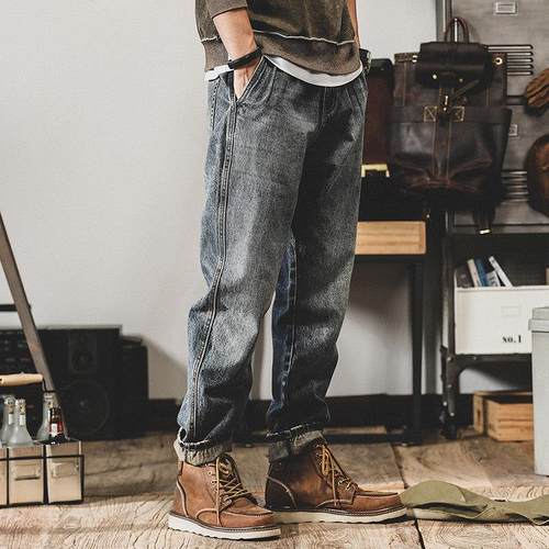 it neith BIAS潮牌做旧牛仔裤男秋冬ins宽松直筒韩版潮流百搭裤子