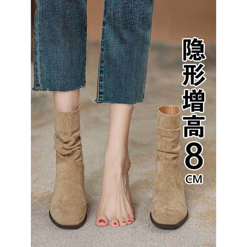 香港2025年粗跟短靴女覆古中筒骑士堆堆靴西部牛仔靴内增高马丁靴,女鞋,骑士靴,淘宝优惠券,粉丝福利购,淘宝优惠卷