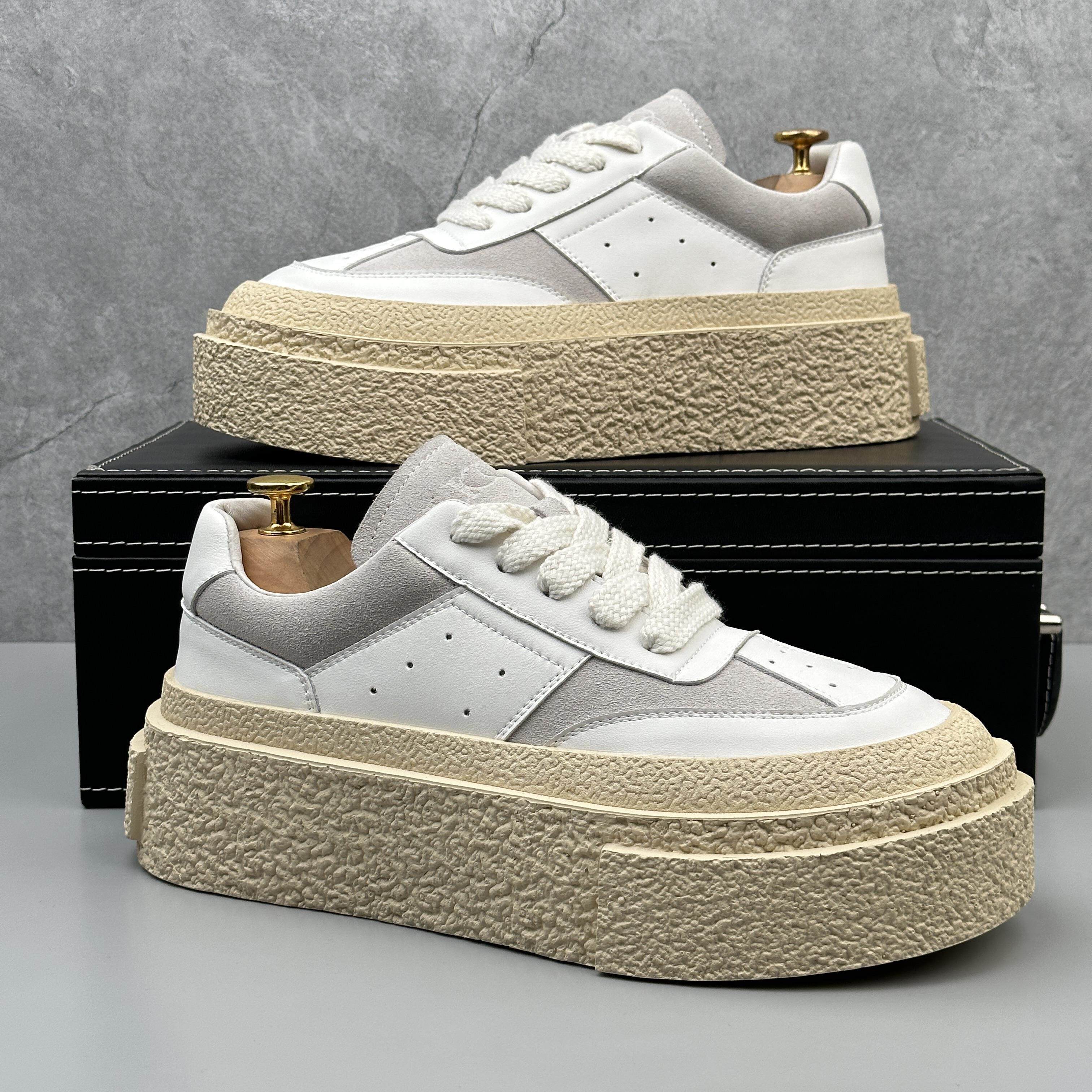 厚底德训鞋男2025新款潮流百搭松糕鞋子内增高小白鞋饼干鞋男小众