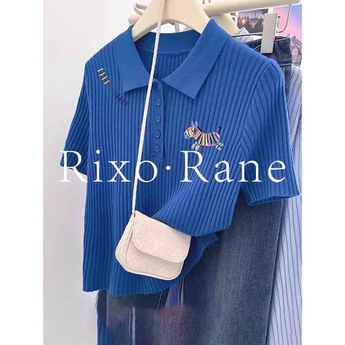 法国Rixo Rane 高颜出行⭐法式正肩短袖针织衫洋气时尚polo领上衣
