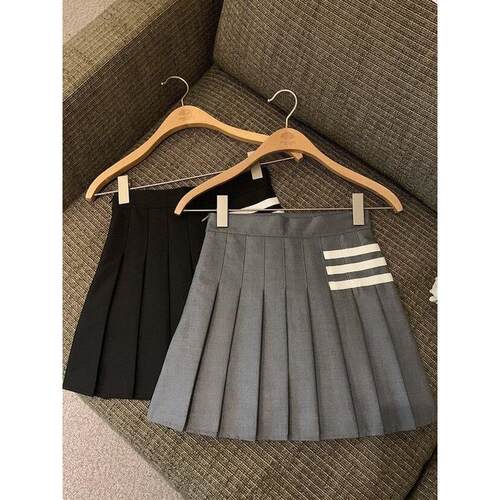 Rouje Style王新玲同款百褶裙女士大号修身Look a字裙学院风短裙
